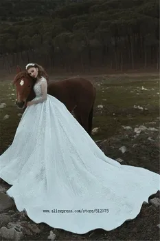 vestidos de noiva de Luxo applique Beading Vestido de Noiva Com Trem desde a chegada dos Novos 2022