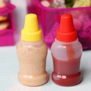 2pcs 25 ML Frasco de Ketchup de Tomate Portátil Pequeno Contêiner de Molho de Salada Recipiente Despensa Recipientes para Bento Mini Caixa