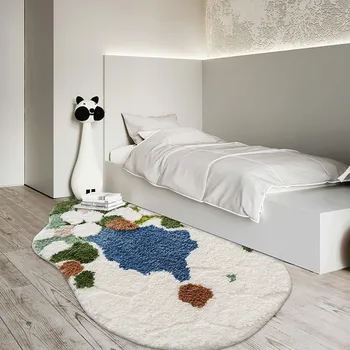 Conto de fadas Ilha Padrão 3D Tufting Tapete de Área Verde Decorativo Quarto do miúdo Tapete Nórdicos Sytle de Cabeceira Carpete,