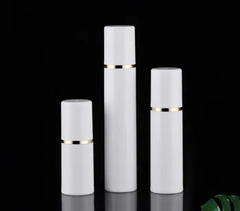 30ML de plástico branco airless garrafa de vácuo bomba de ouro rim loção emulsão soro fundação de toner cuidados com a pele cosméticos embalagem