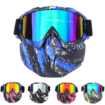 Esqui e Snowboard, Óculos de Snowmobile (moto de neve de Esqui de Óculos à Prova de Esqui de Vidro Motocross Óculos de sol com a Boca Filtro Earware