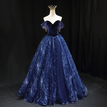 Azul marinho vestidos de baile 2022 luxo Fora do Ombro Vestidos De Festa Noche Festa de Formatura Vestidos de Noite Robe De Vestido de Festa