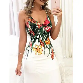 Moda Verão as Mulheres sexy Floral Longo Maxi decote em V Vestido de Divisão Coquetel de Praia Vestidos de Sundress
