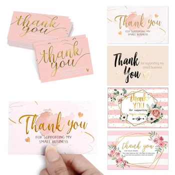 30 Peças/Pack-de-Rosa Bronzeamento Cartão de Agradecimento para Apoiar Negócios Pacote de Decoração 