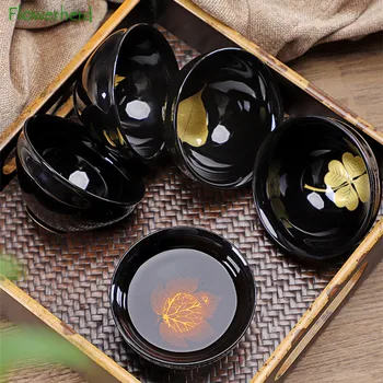 Konoha Forno Esmalte Xícara De Chá De Porcelana Teaware Padrão De Folha De Tigela De Chá Copa Do Mestre De Kung Fu Chinês Conjunto De Chá Xícara (Chá) De Cerâmica