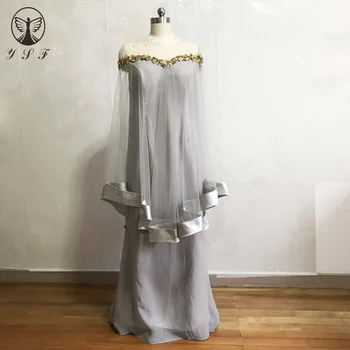 2018 YSF Mãe da Noiva Vestidos de Prata O Decote Frisado Cristais Cabo de Chiffon Sereia Vestido Formal