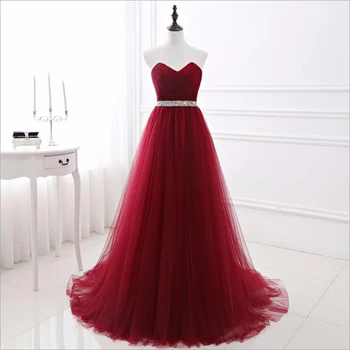 Elegantes vestidos de noite longa de Tule Esferas de Folhas de Vinho Vermelho Marfim Vestidos de Noite das Mulheres Vestido de Festa Longos Vestidos Formais