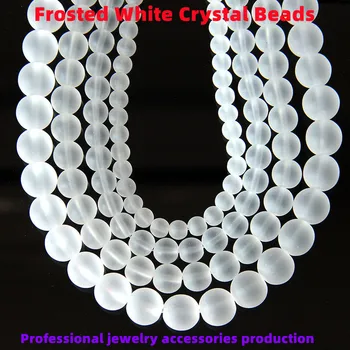 6-12mm Fosco Superfície Branca Imitação Esferas de Cristal Transparente, Branco Contas de Vidro Espalhados Esferas de Diy Acessórios de Jóias