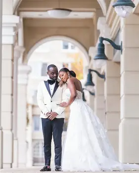 Popular Querida Sereia Sul-Africano De Casamento Vestidos De Trem Destacável Sexy Dividir Lado Apliques De Renda Do País Vestido De Noiva