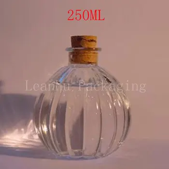 250ml Transparente Frasco de Vidro Com rolha de Cortiça ,250cc Vazio Cosmético,Toner/Água Embalagem, Recipiente(8PC/Lote)