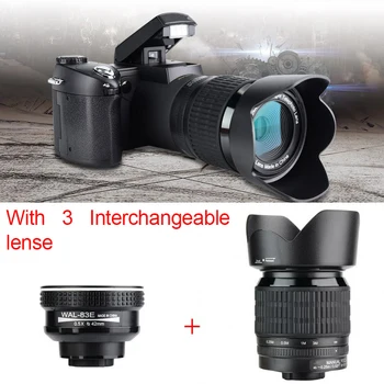 33 Megapixel Câmera Digital Foco Automático Lente de Vídeo 1080P, Câmera, Contínua de Disparo 8X de Zoom da Lente com 3 Lentes Intercambiáveis