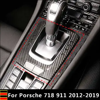 Real De Fibra De Carbono De Carro Do Centro De Engrenagem De Controle De Exibição Do Painel De Moldura Para A Porsche 718 911 2012-2019 Estilo Carro Acessórios