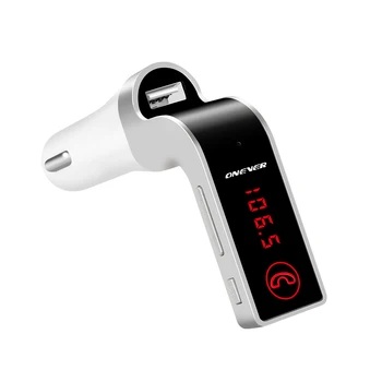 Onever 12V 4 Em 1 sem Fio Bluetooth, Transmissor FM AUX Modulador Car Kit MP3 Player Mãos Livres SD USB LCD Acessórios do Carro Branco