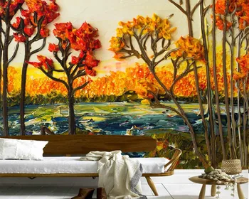 Papel de parede: pintura a óleo de Manguezal do rio de paisagens em 3d papel de parede,o sofá da sala de tv de parede de cozinha, papéis de parede decoração mural