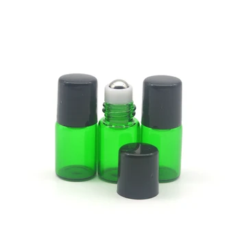 50pcs Reutilizável 2cc de Vidro Verde, Rolo de Garrafa em Aço Inoxidável com Rolo de Óleo Essencial de Roll-on 2ml Perfume do Frasco de Amostra