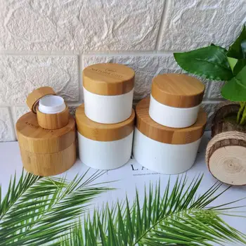 plástico jarra com tampa 8 oz de Bambu Coberto de Creme de Frascos de Plásticos muito Cuidados da Pele, Creme para os Olhos Potes Pote