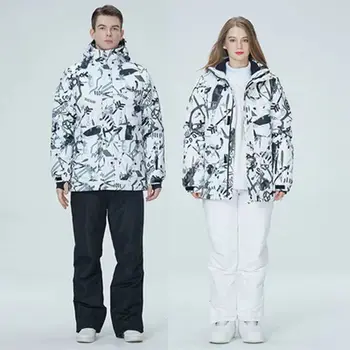 2023 Novas Mulheres, Homens Casacos E Calças de Ski Conjunto à prova de Vento, Impermeável traje de Neve de Inverno ao ar livre Aquecido Snowboard Ternos de Esqui