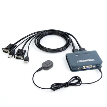 USB 2.0 VGA Switch KVM Conversor de Controlar 2 Computadores a Partir de Um Único Console de Dois PC Compartilhamento de Um Conjunto de Teclado, Mouse e 1 Monitor