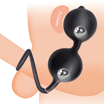 Plug Anal inflável com Duas Esferas de Pênis Anel da torneira para a Execução de Usar para Inflar Bunda Massagem de Próstata Inflar Butt Plugs de Brinquedos Sexuais