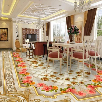 Personalizado em carpete pintura 3D mural Jane Europeia, sala de estar, hall de entrada de luxo, o ouro subiu de mármore macio pacote parquet 3D ladrilhos