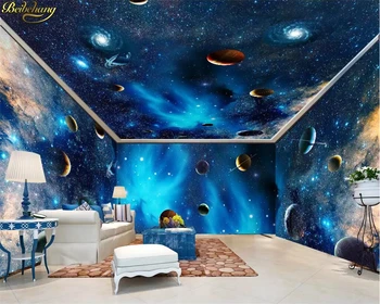 beibehang Personalizados em 3d papel de parede chocante céu estrelado espaço interestelar, planeta, galáxia, planeta casa cheia de parede papel de parede mural