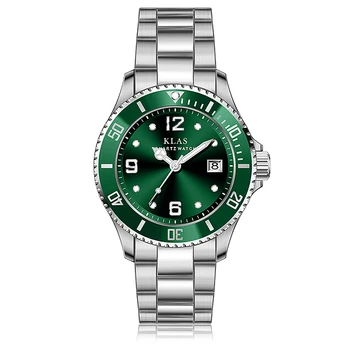 Relógio masculino de Moda Quartzo Relógio de Pulseira Conjunto Verde Disial Luxo Simples KLAS marca