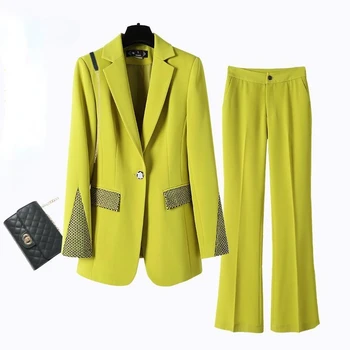 Terno Verde Jaqueta Feminina Estilo Coreano De Design Sentido De Costura Temperamento Profissionais Sênior De Moda Streetwear Terno De Roupa S96