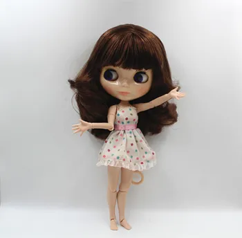 Blygirl Blyth boneca marrom Escuro franja de cabelo curto nude boneco de 30cm do órgão conjunto 19 conjunta DIY boneca adequados para a mudança de maquiagem