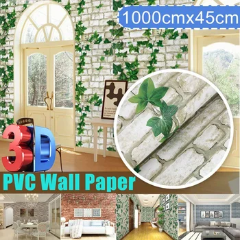 1000x45cm 3D Parede de Tijolos Etiqueta Auto-Adesiva de PVC, papel de Parede para o Quarto Impermeável Cozinha Adesivos DIY Decoração Home da Parede