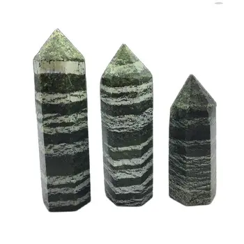 Natural de zebra stripe Cristal Coluna Hexagonal de Cristal Ponto a Energia Reiki Pedra de Cura Vara Mineral Ornamento, Decoração do Gif