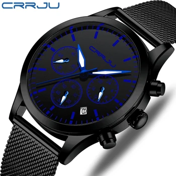 CRRJU 2020 Nova Moda Relógios de homens de Aço Inoxidável com as melhores marcas de Luxo do Desporto Cronógrafo de Quartzo Relógio Homens Relógio Masculino