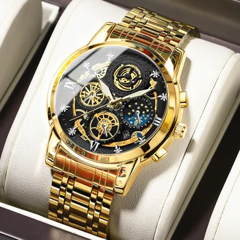 As Melhores Marcas De Luxo Homens Relógio Impermeável Mãos Luminosas De Aço Inoxidável Relógios Do Esporte Relógio De Quartzo De Mens Data De Negócios Relógio De Pulso