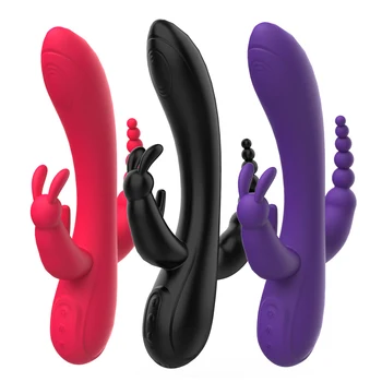3 Em 1 Vibrador Coelho Vibrador Brinquedos Sexuais para as Mulheres Clitóris ou da Vagina Estimulador Massageador Feminino Masturbador Adultos Brinquedos de Sex Shop