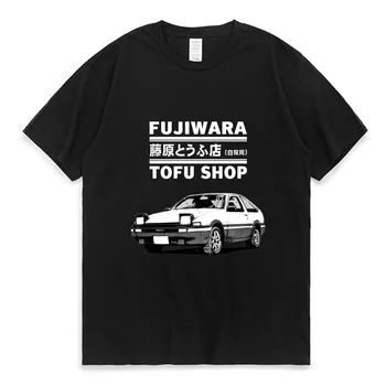 Inicial D Fujiwara Loja Tofu AE86 Mangá T-Shirt Homens Mulheres Japonês Streetwear Anime T-shirt de Mangas Curtas, em Algodão Branco T-Shirt