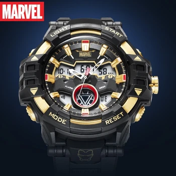 Marvel Disney Gift Ver Com Caixa de Homem de Ferro Heróis Co-branded Cool Grande Dial Semi-Hollowout Mão de Esportes Relógio Relógio Masculino