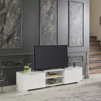 Suporte de TV Parede Unidade de TV da Placa – Armário com Duas Portas em Design Moderno Móveis da Sala de TV, Mesa de Casa e decoração