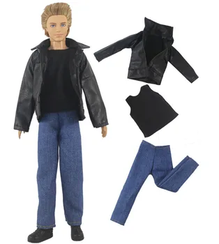 Casaco + top + calça / conjunto de roupa de 30cm menino boneco ken / 1/6 menino boneca roupa terno