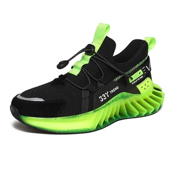 Homens sapatos desportivos novo estilo respirável aumento da oca inferior casual homens shoes preto verde fluorescente