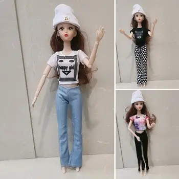 3Pcs/Conjunto de Roupa de Boneca Bonito Mini-Calça Fashion Girl Brinquedo 30CM Boneca Kit de Roupas para Crianças Boneca de Vestuário, Roupas de Boneca Terno