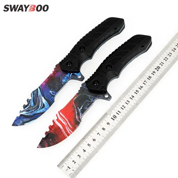 Swayboo tático faca 3D-impresso em preto ABS alça reta faca de dente-de-serra de lâmina fixa sobrevivência camping faca ao ar livre da ferramenta