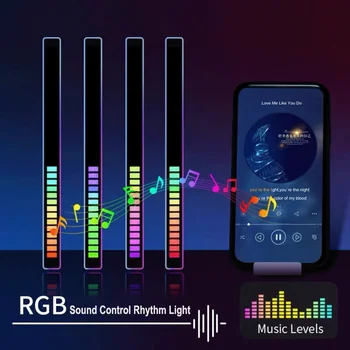 Controle de som DIODO emissor de Luz do RGB de Voz Ativado Ritmo da Música Ambiente de Luz LED 32 18 Cores de Captação de Lâmpada de Controle de APLICATIVO Novidade Iluminação