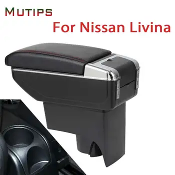 Mutips para Nissan Livina braço caixa de couro braço USB de armazenamento de caixa de centro de centro de console acessórios de decoração 2006-2017