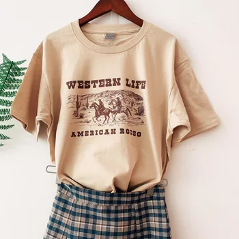 1pcs de Vida Ocidental, Mulher Gato camiseta tamanho grande t-shirt de Verão Topo Harajuku Manga Curta Camiseta Mulheres do Vintage T-shirt Nova