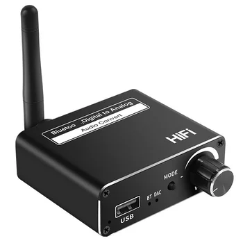 5Pcs Conversor de Áudio DAC Bluetooth 3 Em 1 Receptor de Bluetooth 5.0 Digital Para Analógico Conversor de Áudio do Disco de U Jogar AUX Adaptador