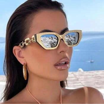 2022 Unisex Retro Moderno Grossa Armação Óculos de sol para Mulheres de Personalidade Viajar Olho de Gato Moda Aba Larga Óculos de Sol UV400