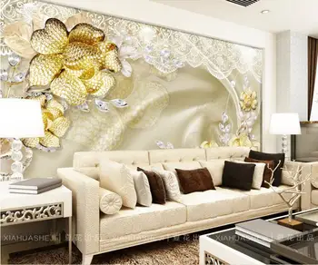 Ouro de Alto luxo 3D Murais de Parede Para sala de estar, Quarto de Bar, Café, Sala de KTV Decoração Papéis de parede de Vinil