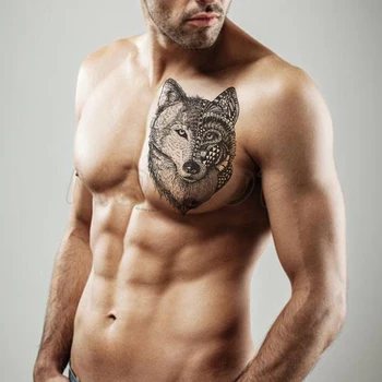 O lobo Preto Leopardo Tatuagens Impermeável Temporária Autocolante Árvore Cor Feroz Animal Falsa Tatuagem para Homens do Corpo de Arte Personalizada Tatoos