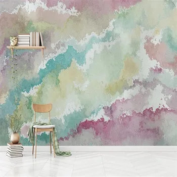 Milofi personalizados em 3D papel de parede mural Nórdicos resumo bela aquarela ondulação de arte na parede do fundo para a sala de estar, quarto de estilo