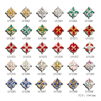 Conjunto De 10 Conjuntos De Trevo de Quatro Folhas Padrão 3D Crystal Decoração de Unhas com Strass Unhas pedra preciosa Pequena Jóia do Prego do Salão de Suprimentos