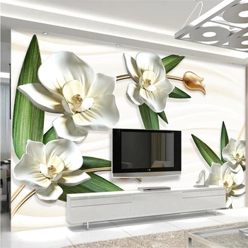 wellyu papier peint papel de parede para parede 3 d papel de parede Personalizado Branco borboleta de orquídea de alívio de PLANO de fundo de parede papel de parede